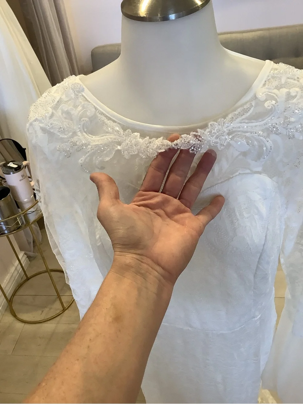 Cathedral Length Bridal Cape | Beaded Lace Shoulder Cape